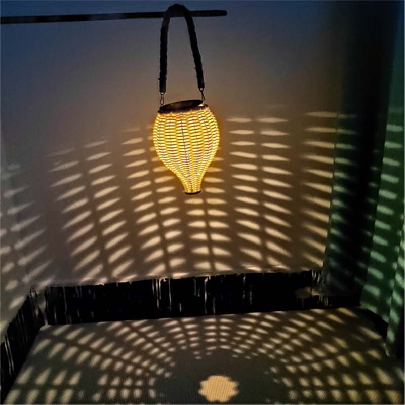 2022 New Handmade Creative Woven Rattan Solar Lawn Projection Lamp Garden Hanging Lamp Festival Lantern Lawn Lamp