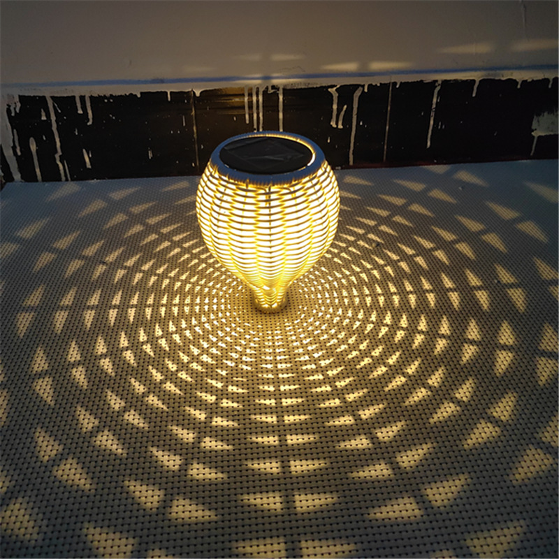 2022 New Handmade Creative Woven Rattan Solar Lawn Projection Lamp Garden Hanging Lamp Festival Lantern Lawn Lamp