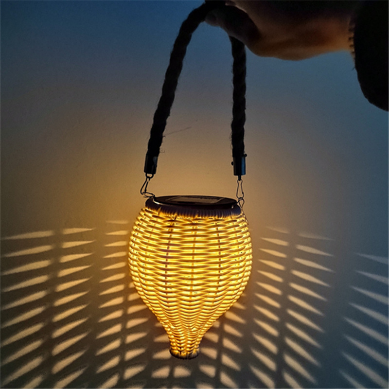 2022 New Handmade Creative Woven Rattan Solar Lawn Projection Lamp Garden Hanging Lamp Festival Lantern Lawn Lamp