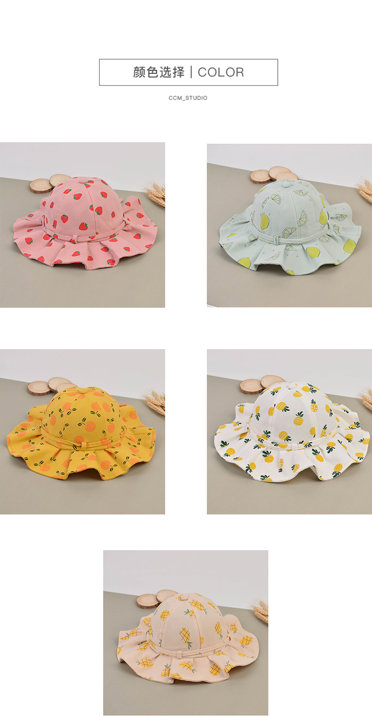 Female baby hat fisherman hat spring and summer sun shade thin basin hat 2-5 years old lovely fruit princess hat Korean version of the children's hat Female baby hat fisherman hat spring and summer sun shade thin basin hat 2-5 years old lovely fruit princess hat Korean version of the children's hat