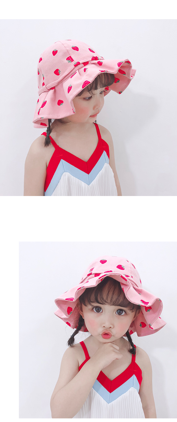 Female baby hat fisherman hat spring and summer sun shade thin basin hat 2-5 years old lovely fruit princess hat Korean version of the children's hat Female baby hat fisherman hat spring and summer sun shade thin basin hat 2-5 years old lovely fruit princess hat Korean version of the children's hat