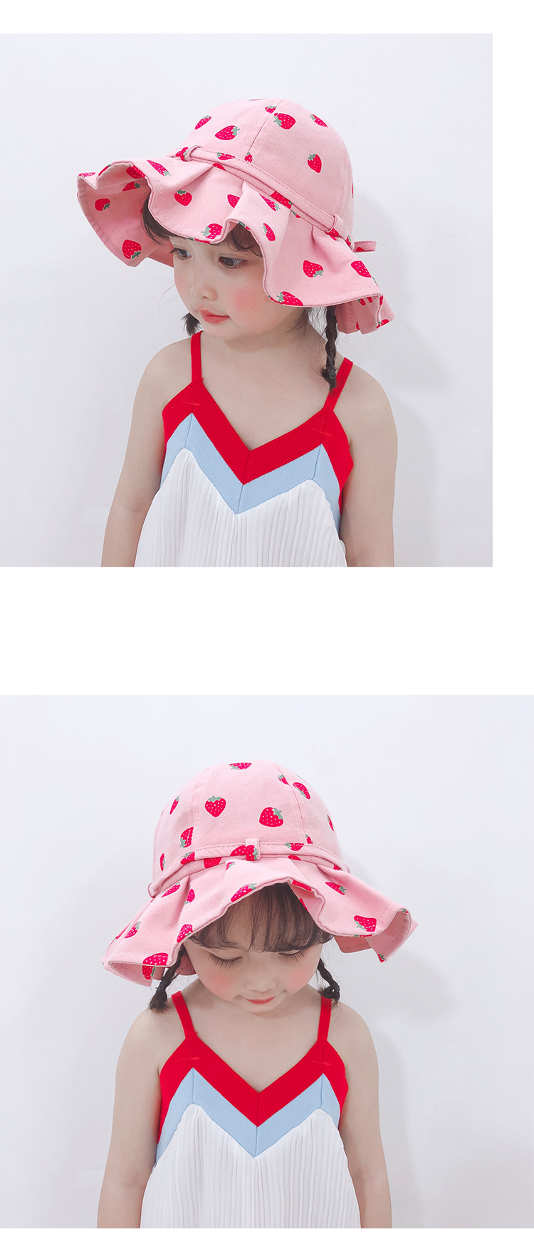 Female baby hat fisherman hat spring and summer sun shade thin basin hat 2-5 years old lovely fruit princess hat Korean version of the children's hat Female baby hat fisherman hat spring and summer sun shade thin basin hat 2-5 years old lovely fruit princess hat Korean version of the children's hat