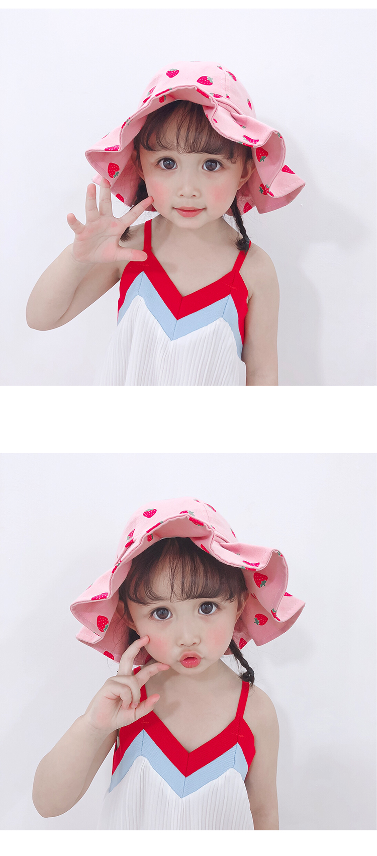 Female baby hat fisherman hat spring and summer sun shade thin basin hat 2-5 years old lovely fruit princess hat Korean version of the children's hat Female baby hat fisherman hat spring and summer sun shade thin basin hat 2-5 years old lovely fruit princess hat Korean version of the children's hat