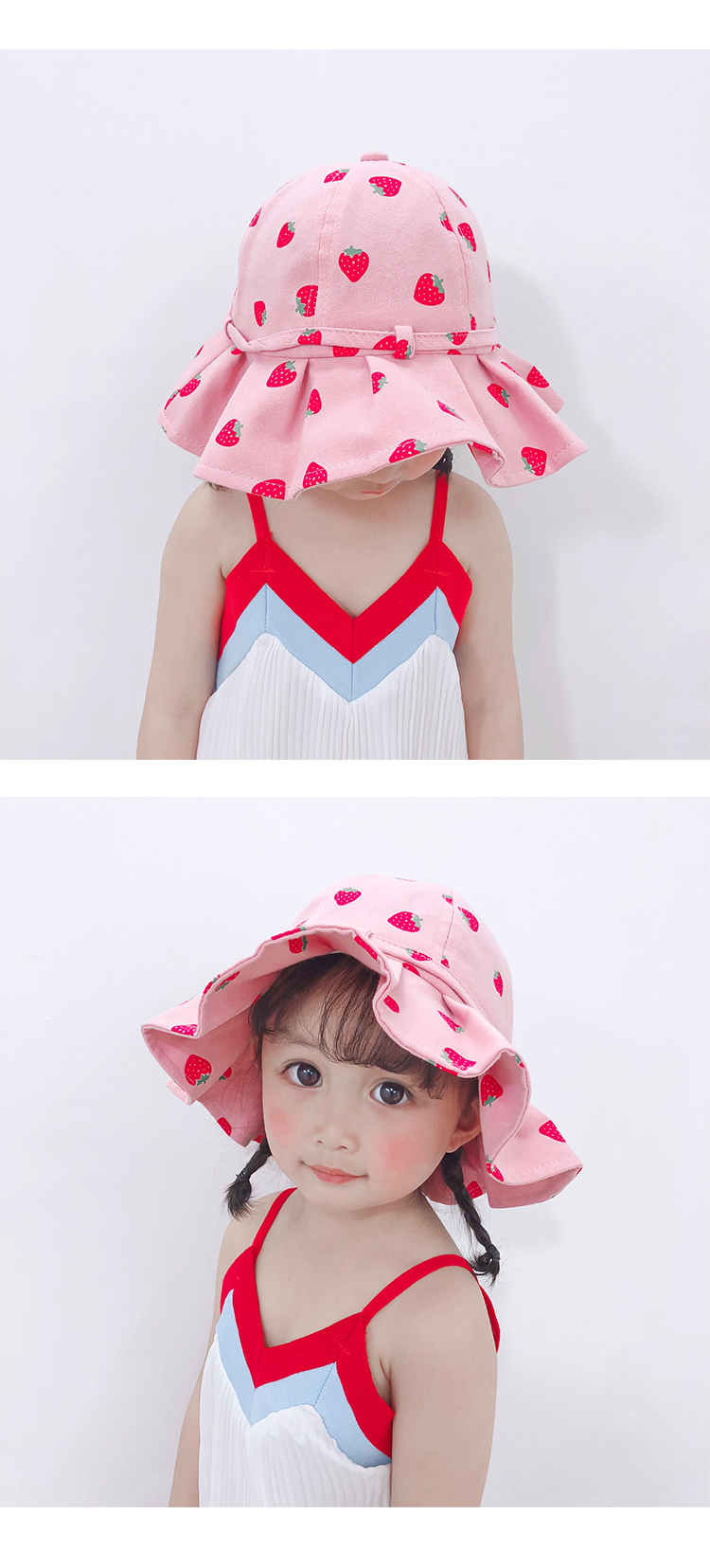 Female baby hat fisherman hat spring and summer sun shade thin basin hat 2-5 years old lovely fruit princess hat Korean version of the children's hat Female baby hat fisherman hat spring and summer sun shade thin basin hat 2-5 years old lovely fruit princess hat Korean version of the children's hat