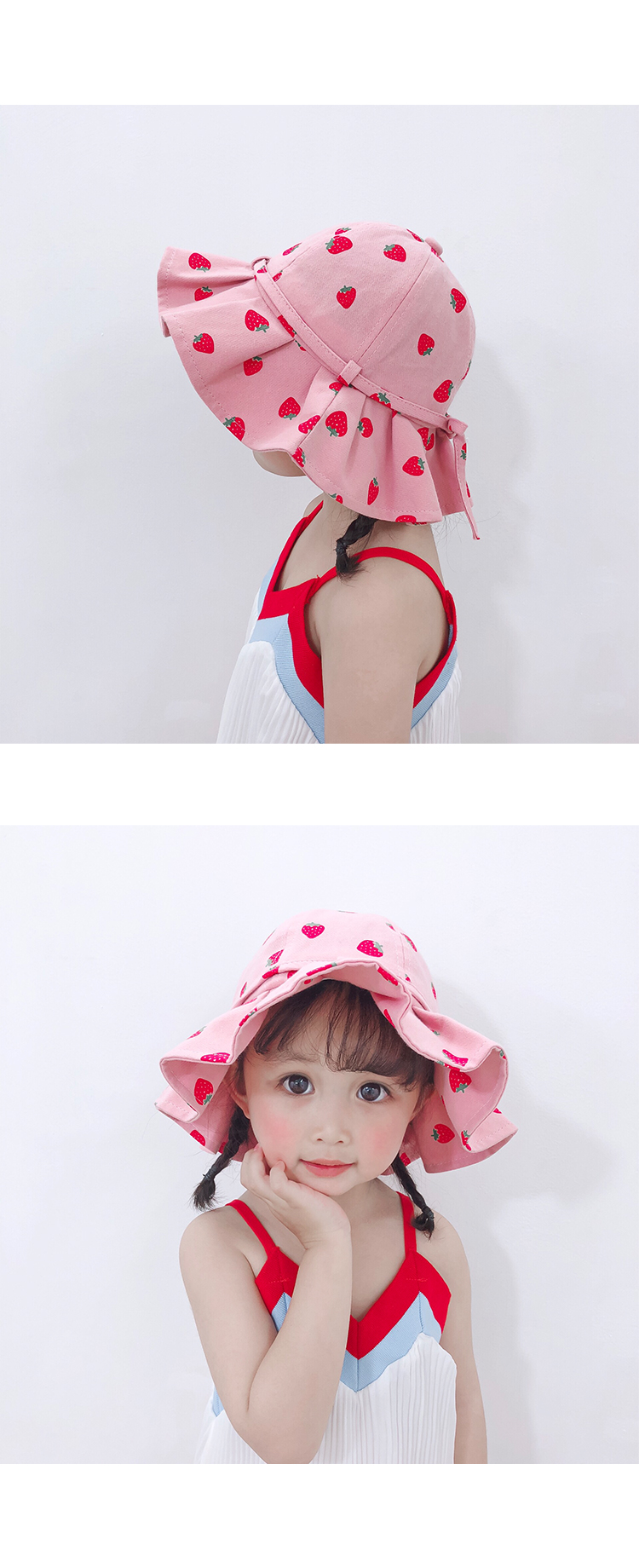 Female baby hat fisherman hat spring and summer sun shade thin basin hat 2-5 years old lovely fruit princess hat Korean version of the children's hat Female baby hat fisherman hat spring and summer sun shade thin basin hat 2-5 years old lovely fruit princess hat Korean version of the children's hat