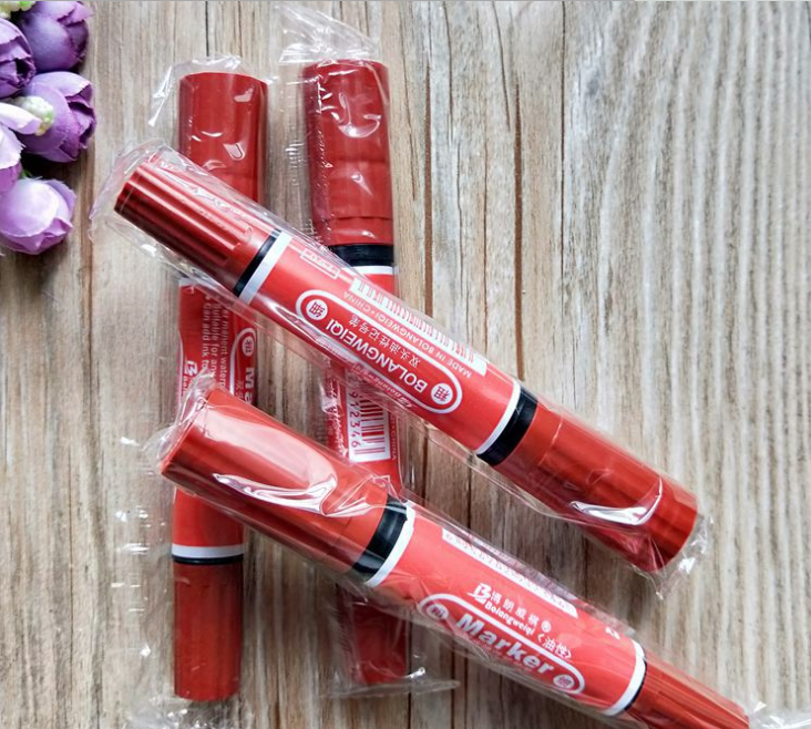 Mark Pen Black Red Marker Office Stationery Marker Pen Double-Headed Marking Pen One Yuan Supply Wholesale