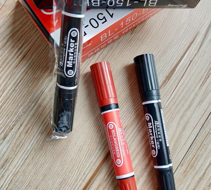 Mark Pen Black Red Marker Office Stationery Marker Pen Double-Headed Marking Pen One Yuan Supply Wholesale