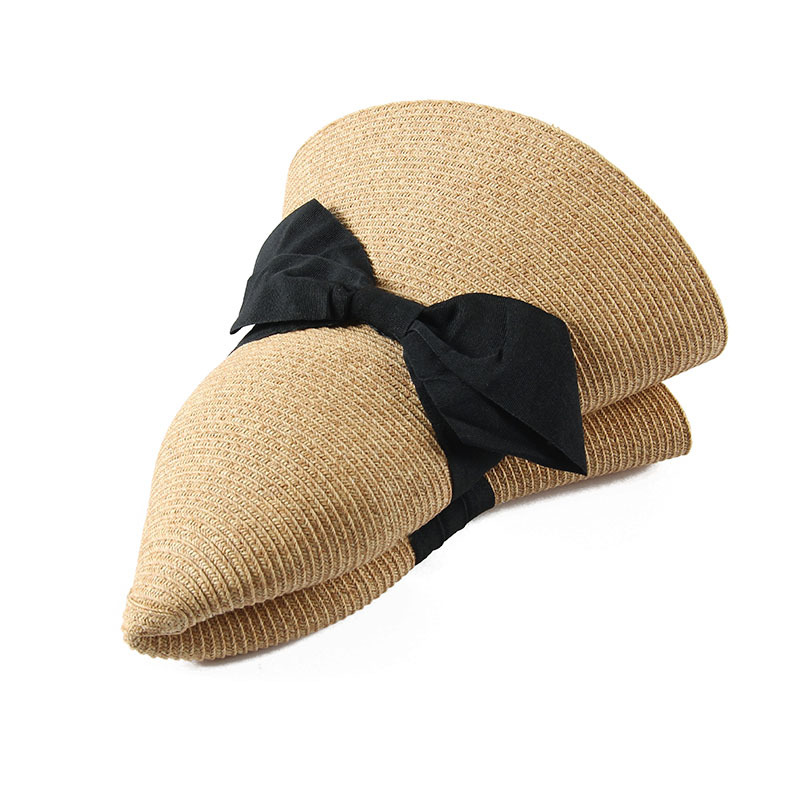 2018 Summer Sun Li Same Product Straw Hat Bowknot Foldable Flanging Broad-Brimmed Hat Bucket Hat Sun Shade Hat