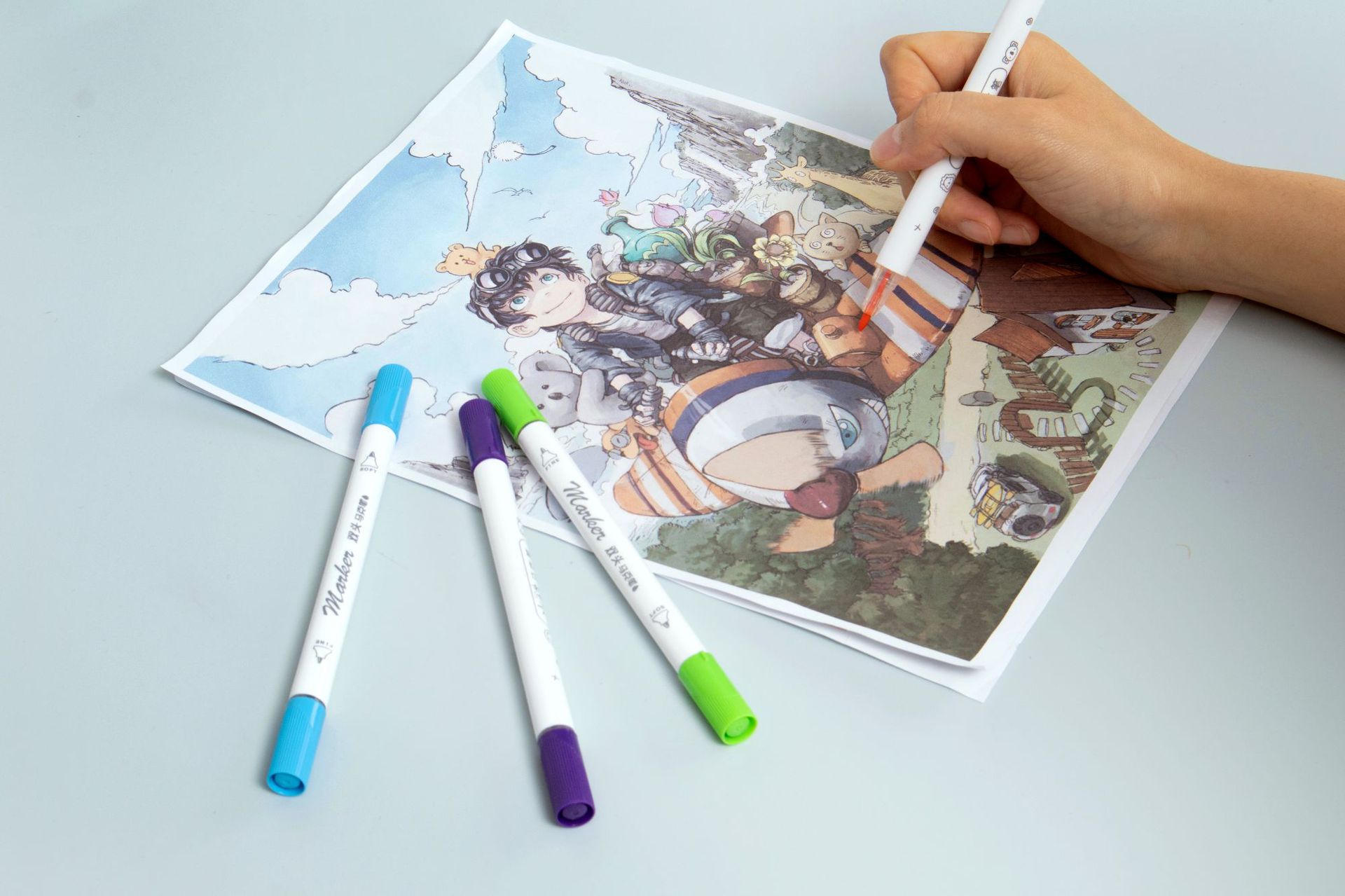 SOURCE Factory 24-Color Water-Based Children's Marker Pen Double-Headed Marking Pen Children's Graffiti Painting Watercolor Pens Set SOURCE Factory 24-Color Water-Based Children's Marker Pen Double-Headed Marking Pen Children's Graffiti Painting Watercolor Pens Set