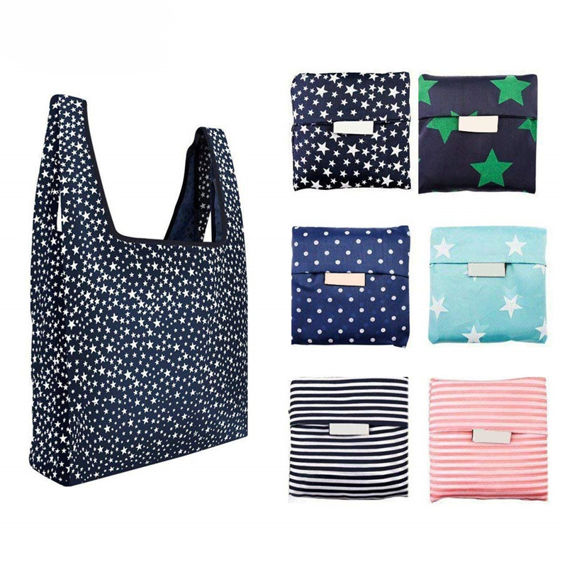Folding Shopping Bag Portable Environmental Protection Bag Waterproof Bag Oxford Cloth Can Store Custom Printed Logo