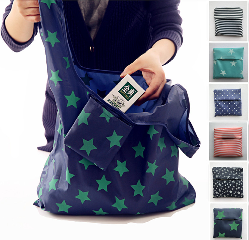 Folding Shopping Bag Portable Environmental Protection Bag Waterproof Bag Oxford Cloth Can Store Custom Printed Logo