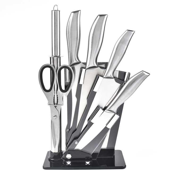 Acrylic Knife Rack Full Steel Handle Six-Piece Kitchen Knife Set Slicing Knife Household Kitchen Knife Set Kitchen Gift Knife Set