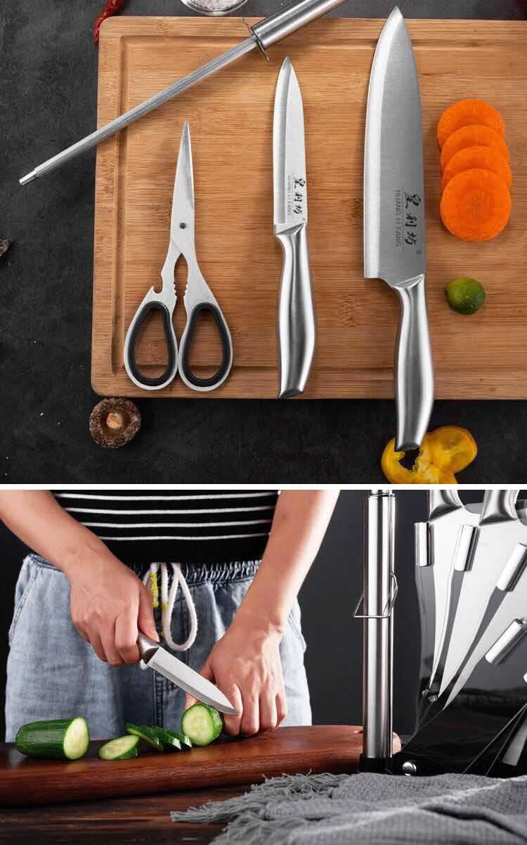 Acrylic Knife Rack Full Steel Handle Six-Piece Kitchen Knife Set Slicing Knife Household Kitchen Knife Set Kitchen Gift Knife Set