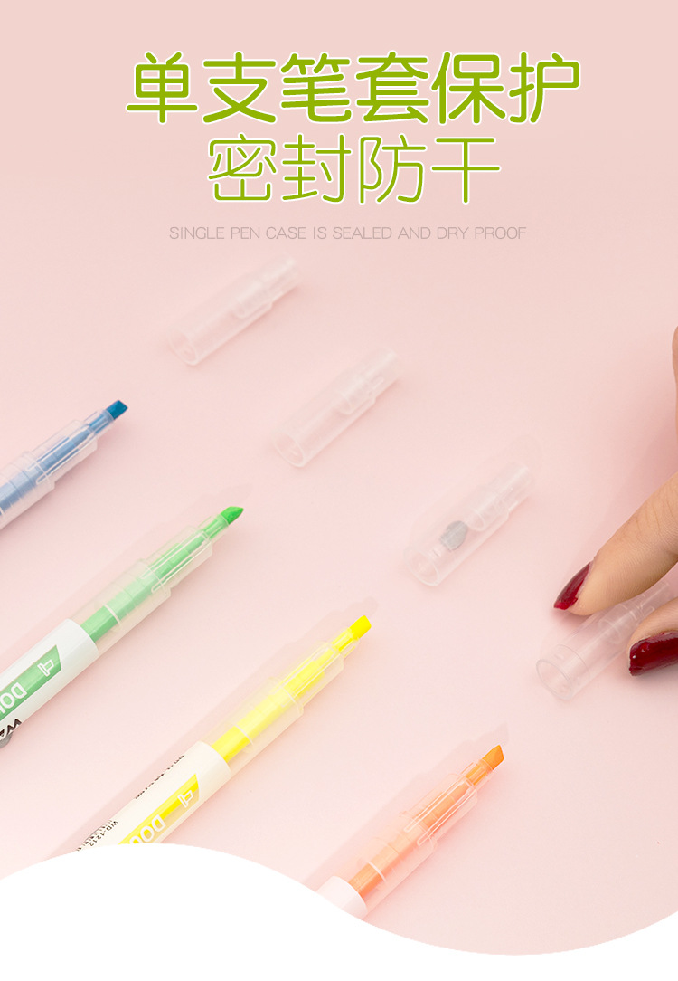 Fluorescent Pen Small Double-Headed Marking Pen Color Light Candy Color Flash Pen Fluorescent Marker 6 Color Rough Stroke Key