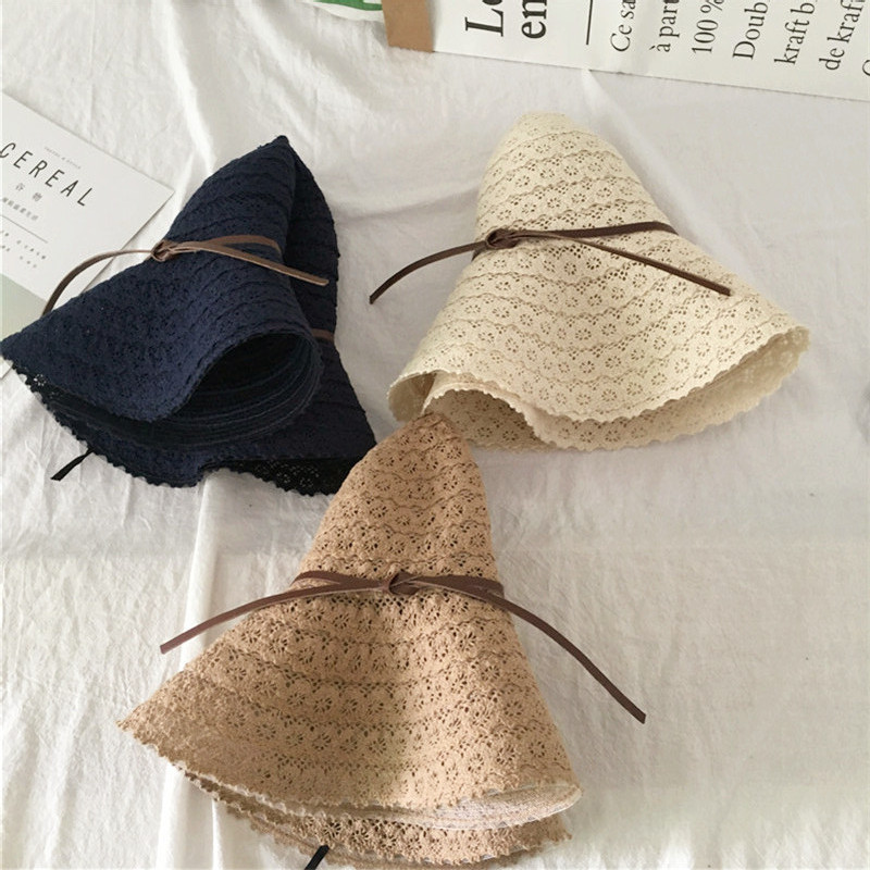 Korean Style New Summer Hollow Lace Straw Hat Wide Brim Sun Shade Vacation Sun-Proof Beach Hat Simple Paper Bow Hat Korean Style New Summer Hollow Lace Straw Hat Wide Brim Sun Shade Vacation Sun-Proof Beach Hat Simple Paper Bow Hat