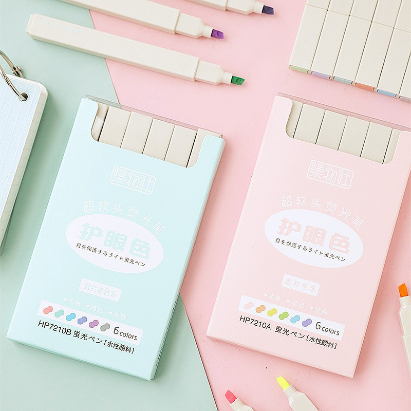 Light Color Soft Head Fluorescent Pen Marker Student Marking Pen Set Rough Drawing Key Hand Account Painting Soft Color Pen