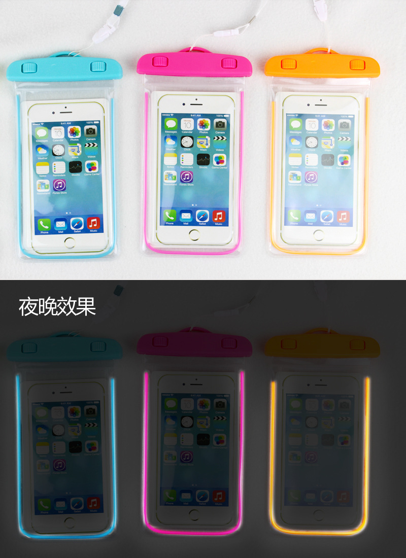 Luminous shiny PVC mobile phone waterproof bag waterproof beach bag in stock