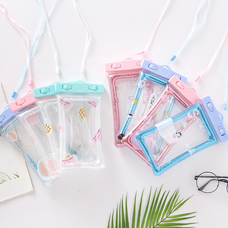 New Mobile Phone Bag Quicksand Cartoon Airbag Waterproof Bag Large Camera Cover Swimming Floating PVC Thicker Inflatable