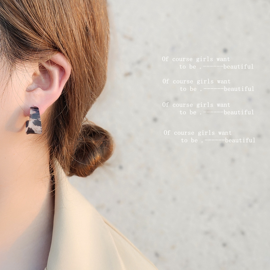 Sterling Silver Needle Vintage Leopard Print Acrylic Earrings for Women 2021 New Trendy Korean Temperament Earrings Fashion Earrings
