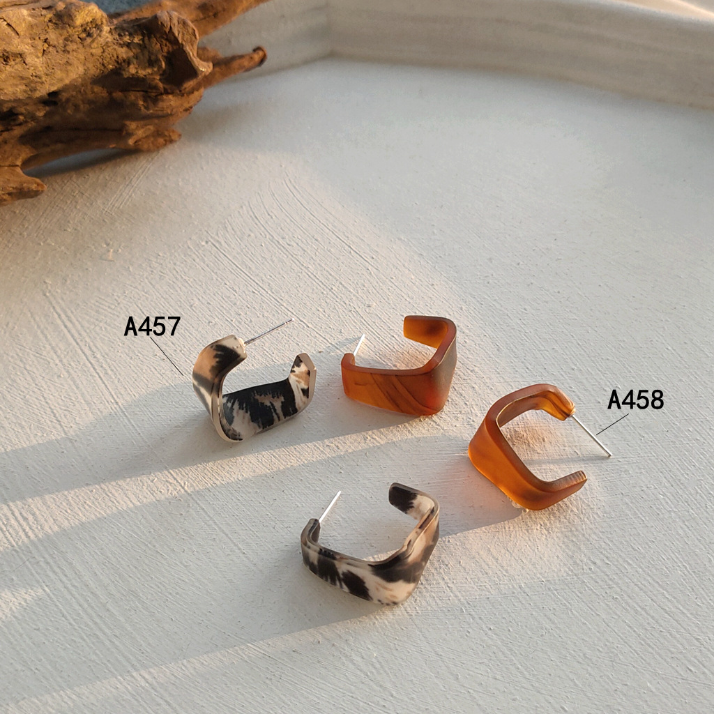 Sterling Silver Needle Vintage Leopard Print Acrylic Earrings for Women 2021 New Trendy Korean Temperament Earrings Fashion Earrings