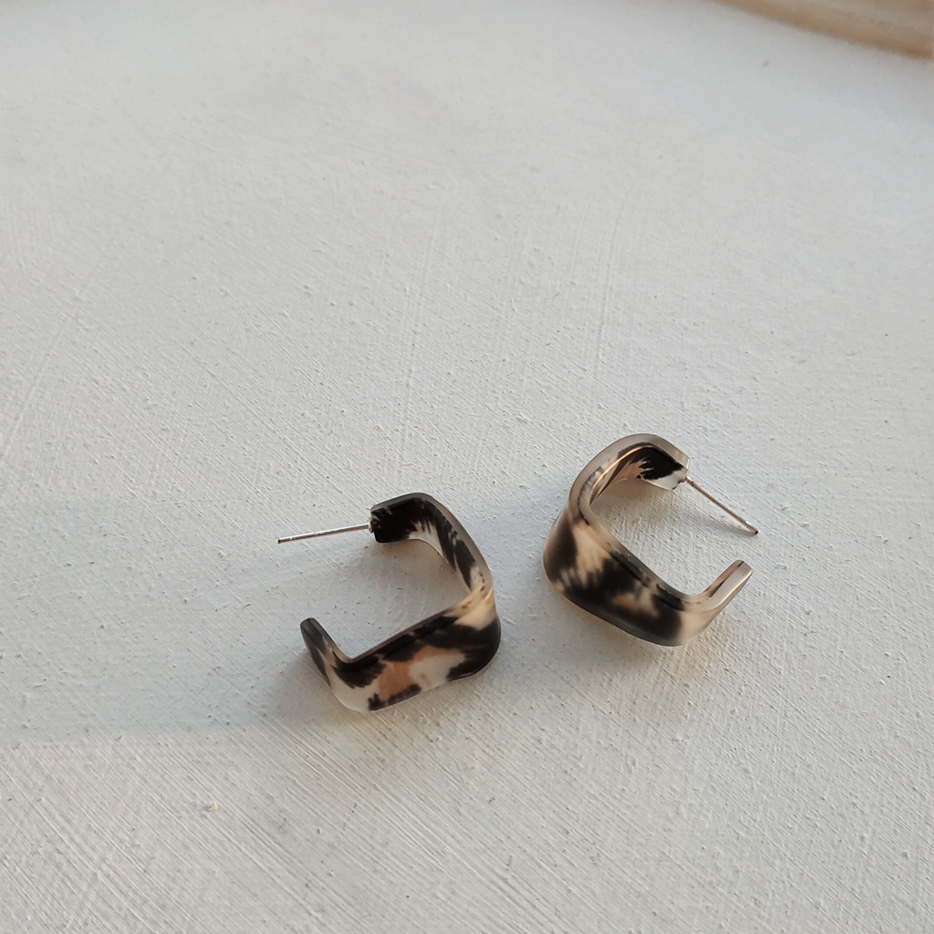 Sterling Silver Needle Vintage Leopard Print Acrylic Earrings for Women 2021 New Trendy Korean Temperament Earrings Fashion Earrings
