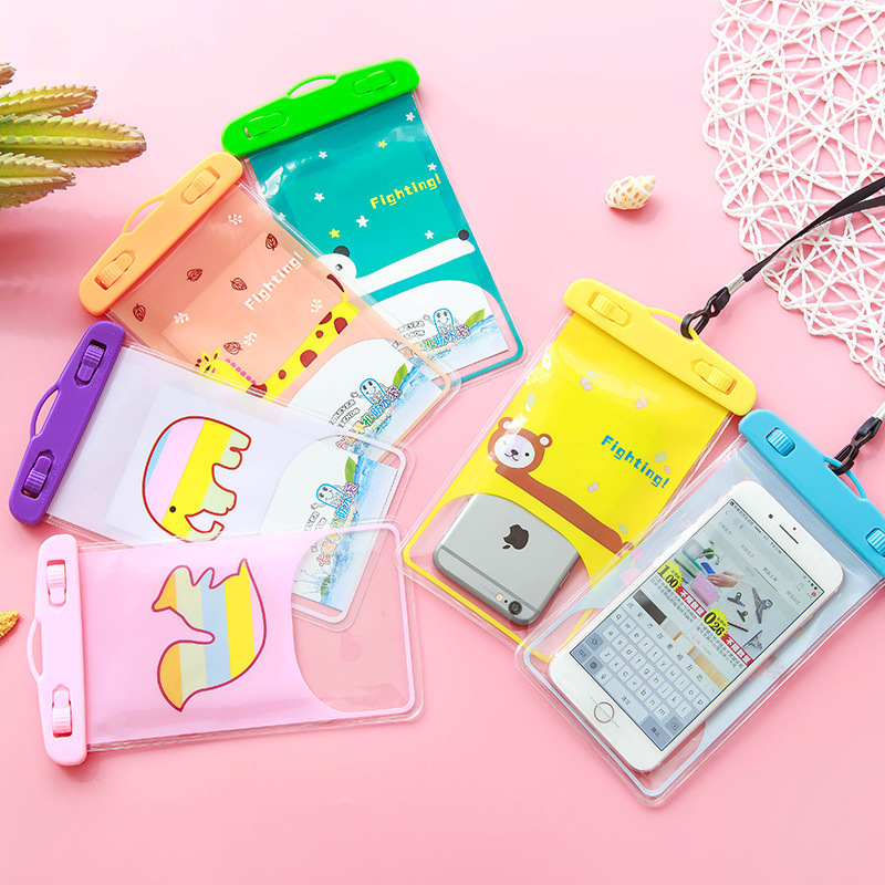 2165 Mobile Phone Waterproof Bag Cartoon Animal PVC Transparent Sealed Waterproof Bag Drifting Camera Waterproof Phone Set T