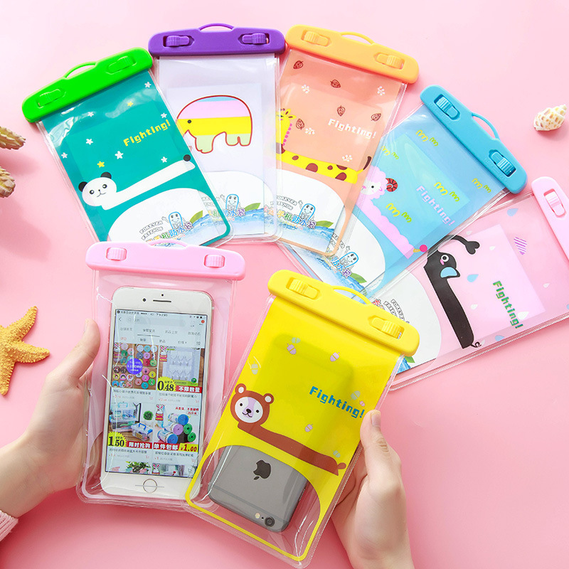 2165 Mobile Phone Waterproof Bag Cartoon Animal PVC Transparent Sealed Waterproof Bag Drifting Camera Waterproof Phone Set T