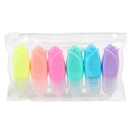 Fresh Flower Shape Mini Fluorescent Pen Children Student Color Rough Stroke Key Marker Graffiti Pen 6 Pack
