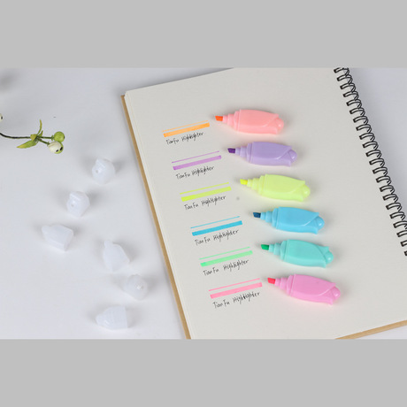 Fresh Flower Shape Mini Fluorescent Pen Children Student Color Rough Stroke Key Marker Graffiti Pen 6 Pack