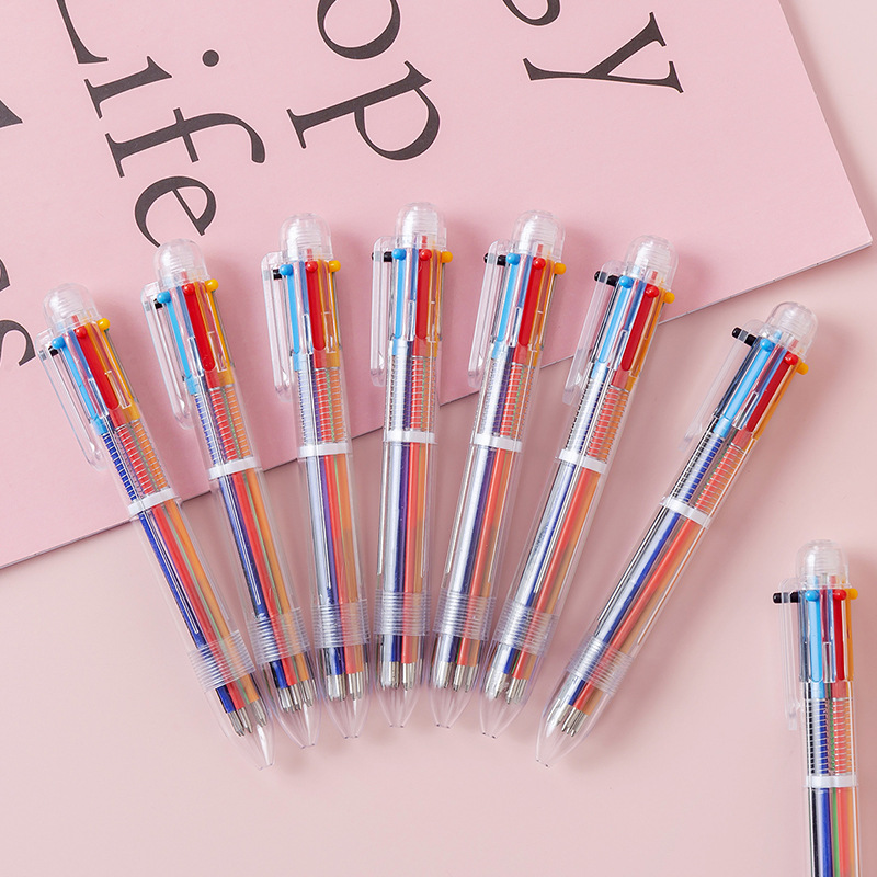 Cute Cartoon Multi-Color Ballpoint Pen Study Stationery Six-Color Pen Student Prize Key Point Marker Hand Account Pen