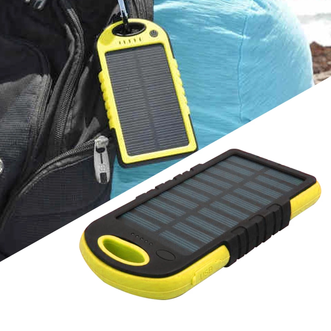 Power bank 10000mah portable solar energy with LED camping light waterproof mobile power bank