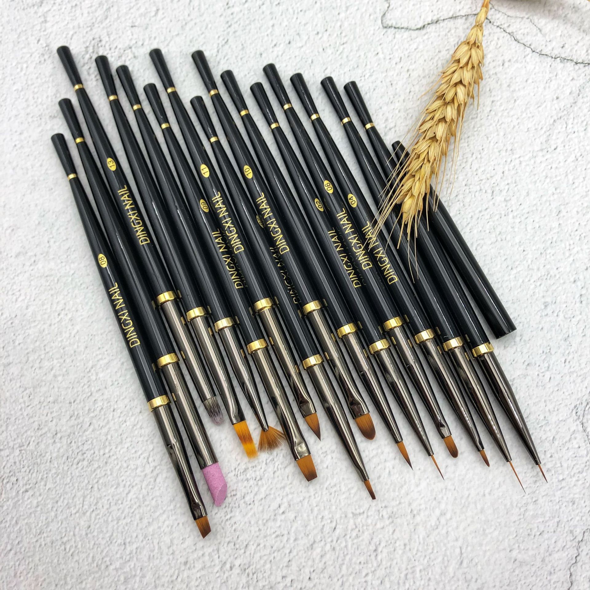 Gel Brush Mink Hair Nail Polish Pen Crystal Carved Phototherapy Line Drawing Pen Nail Brush Pen Set Flower Drawing Fluoresent Marker