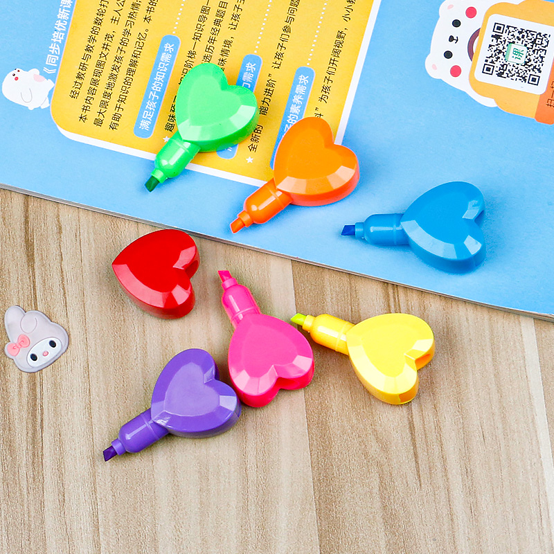 Multi-Color Fluorescent Pen Eye Protection Light Color Series Hand Account Textbook Marker Double-Headed Marking Pen Student Notes Key Pen