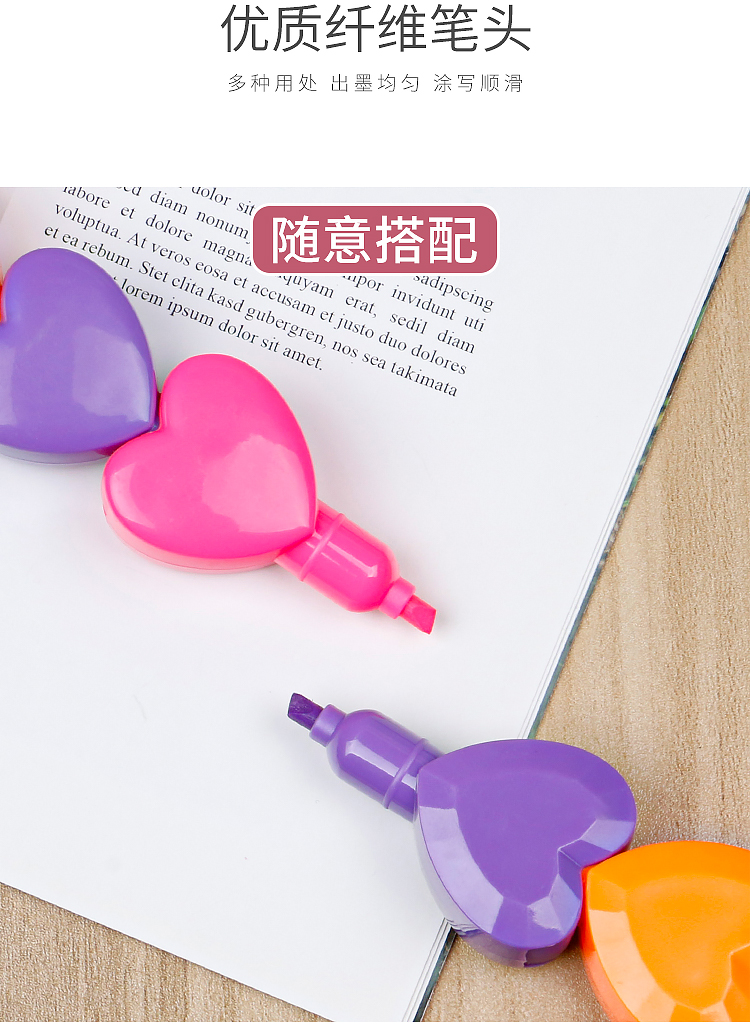 Multi-Color Fluorescent Pen Eye Protection Light Color Series Hand Account Textbook Marker Double-Headed Marking Pen Student Notes Key Pen