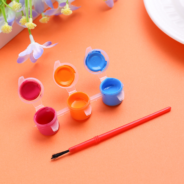 Factory Supply 3ml Six-Piece Body Acrylic Paint Get a Pen Brush OPP Packaging Kite Ceramic Plaster Special