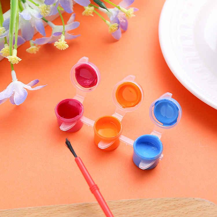 Factory Supply 3ml Six-Piece Body Acrylic Paint Get a Pen Brush OPP Packaging Kite Ceramic Plaster Special