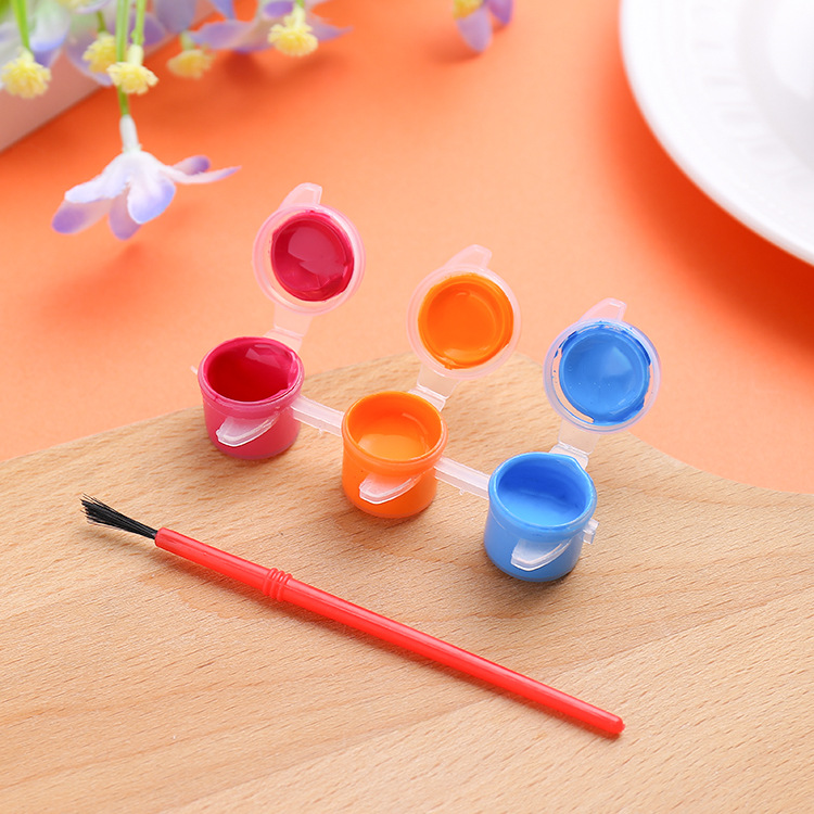 Factory Supply 3ml Six-Piece Body Acrylic Paint Get a Pen Brush OPP Packaging Kite Ceramic Plaster Special