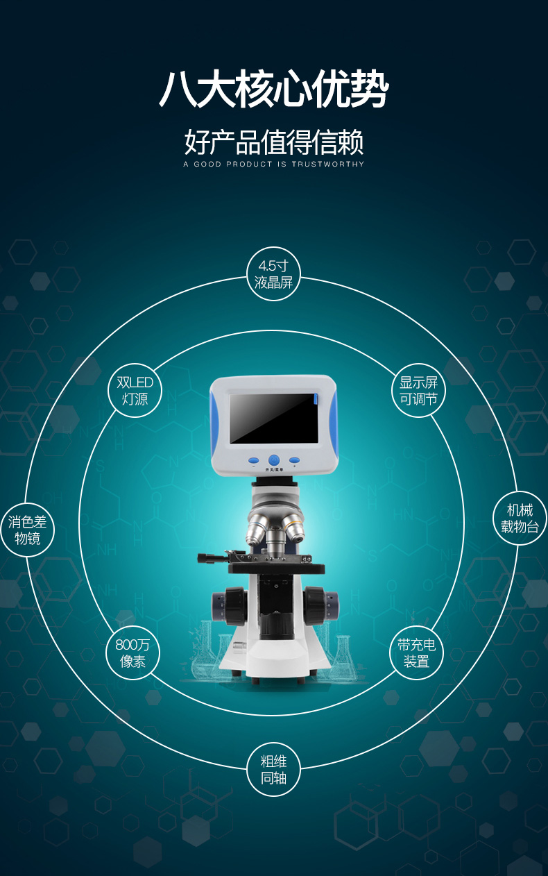 Boxia 45lcd Zoom Objective Teaching Microscope with Display Screen Tutor Optical Microscope 2000 Times HD Boxia 45lcd Zoom Objective Teaching Microscope with Display Screen Tutor Optical Microscope 2000 Times HD