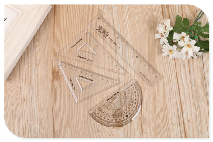 Set of ruler plastic stationery ruler students examination triangle protractor ruler