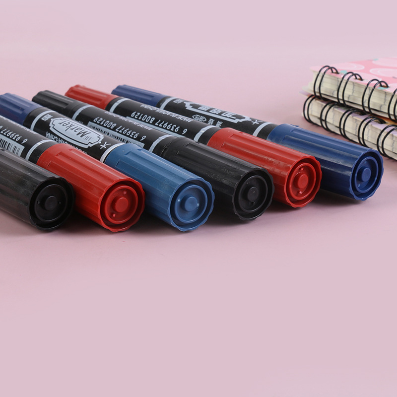 Double-Headed Oily Office round Head Black Marking Pen Express Logistics Blue Red Square Head Mark Marker Pen Customization