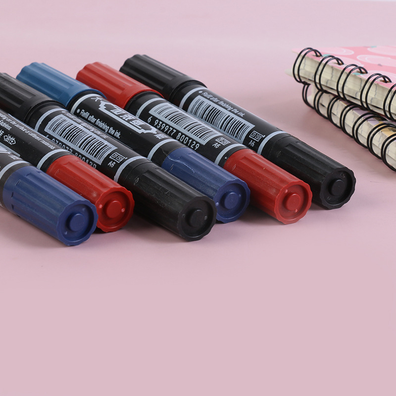 Double-Headed Oily Office round Head Black Marking Pen Express Logistics Blue Red Square Head Mark Marker Pen Customization