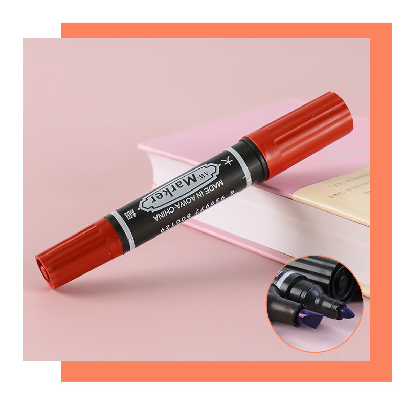 Double-Headed Oily Office round Head Black Marking Pen Express Logistics Blue Red Square Head Mark Marker Pen Customization