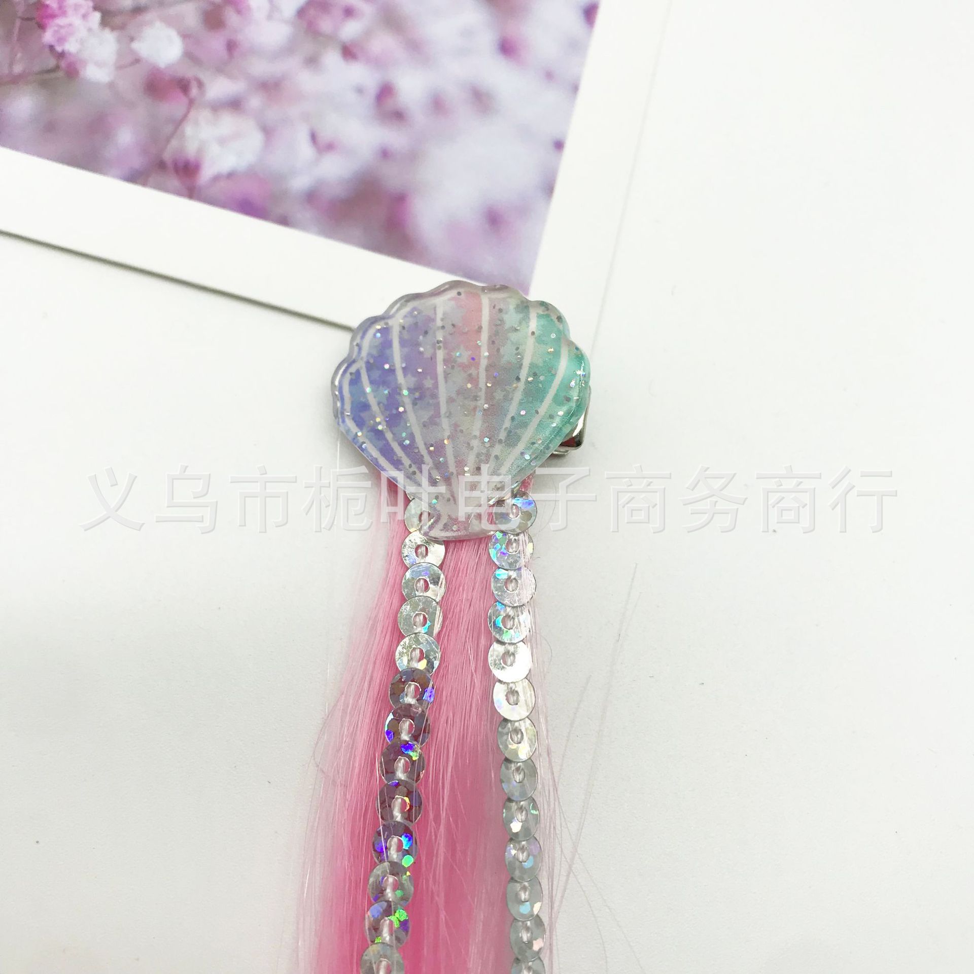 Xinchenyun Cross-Border Gradient Wig Acrylic Shell Children's Wig Barrettes Festival Hair Accessories Hairpin Headdress