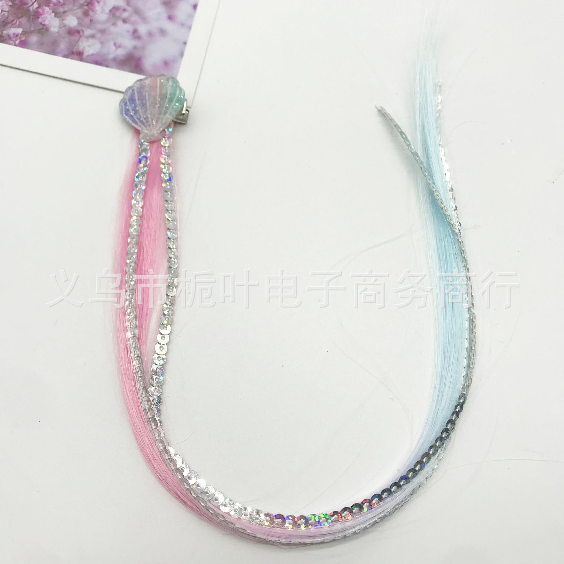 Xinchenyun Cross-Border Gradient Wig Acrylic Shell Children's Wig Barrettes Festival Hair Accessories Hairpin Headdress