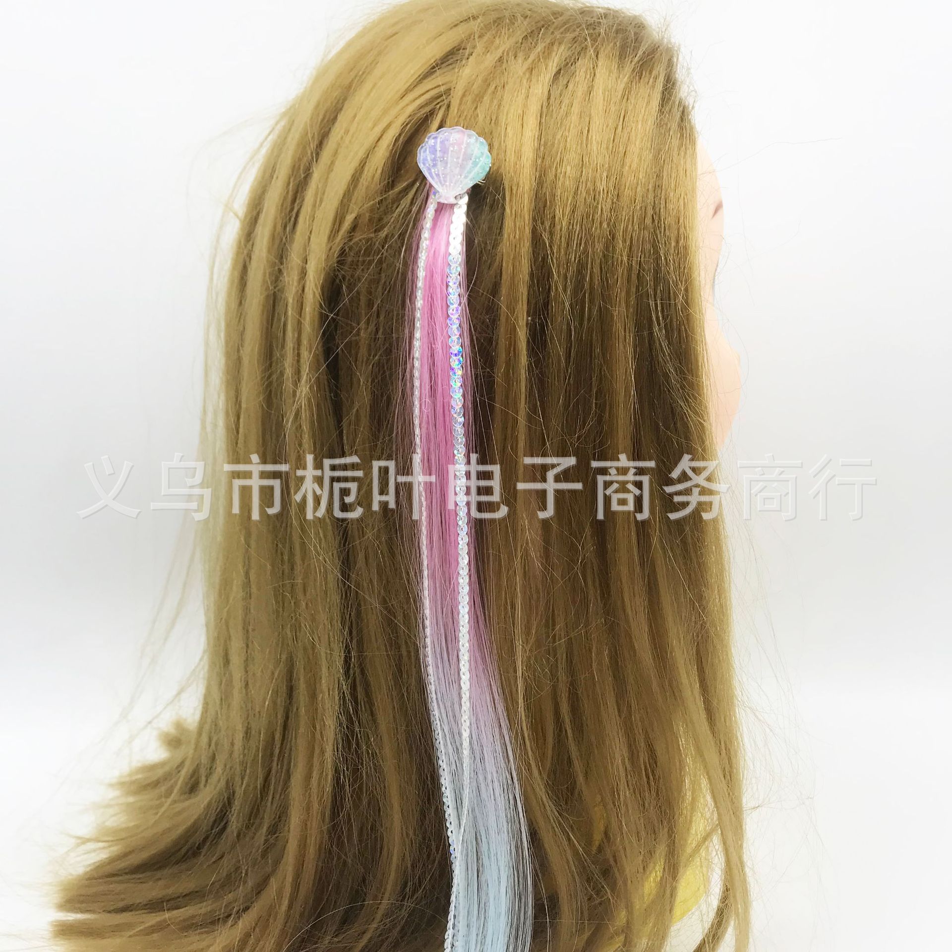 Xinchenyun Cross-Border Gradient Wig Acrylic Shell Children's Wig Barrettes Festival Hair Accessories Hairpin Headdress