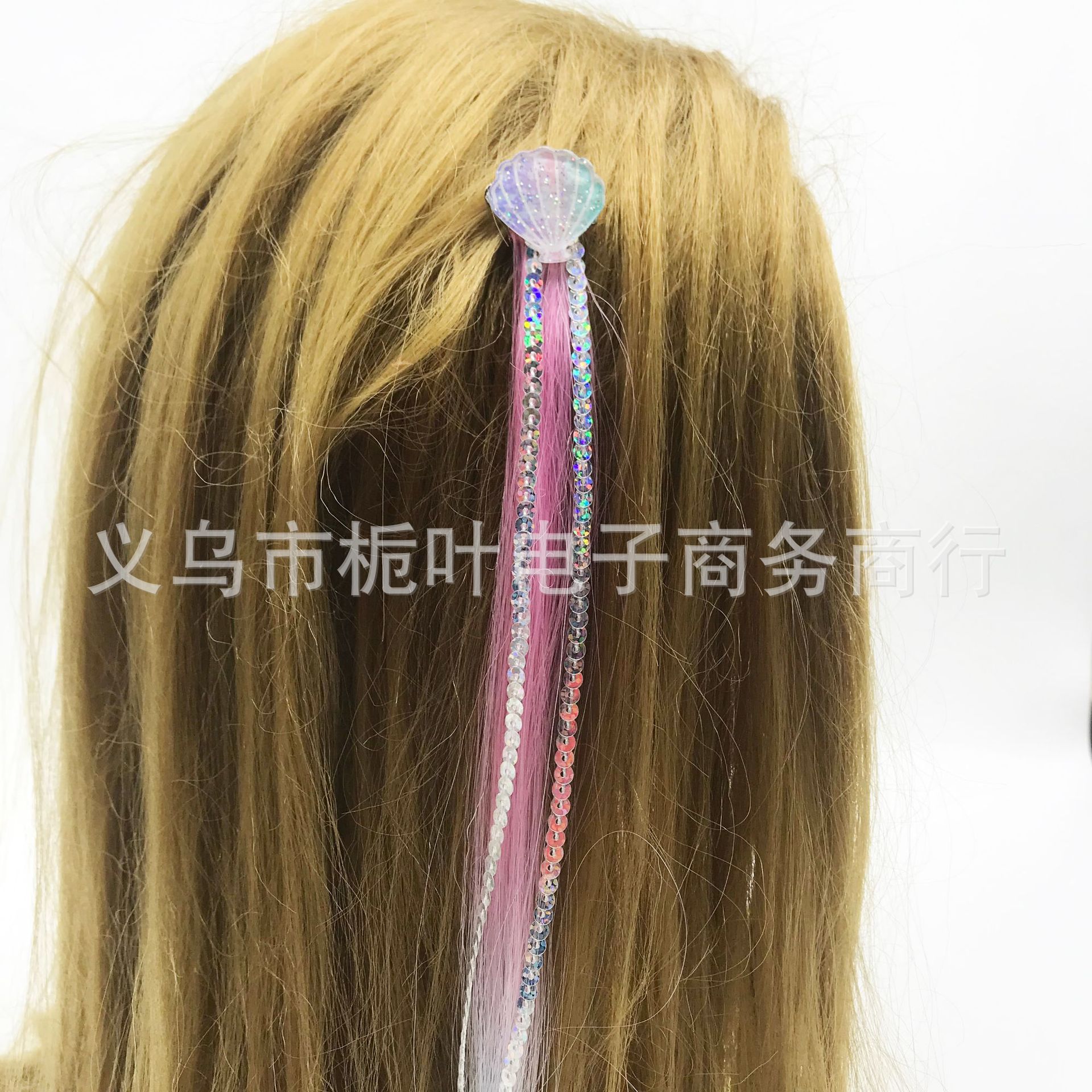 Xinchenyun Cross-Border Gradient Wig Acrylic Shell Children's Wig Barrettes Festival Hair Accessories Hairpin Headdress