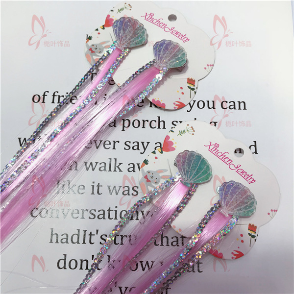 Xinchenyun Cross-Border Gradient Wig Acrylic Shell Children's Wig Barrettes Festival Hair Accessories Hairpin Headdress