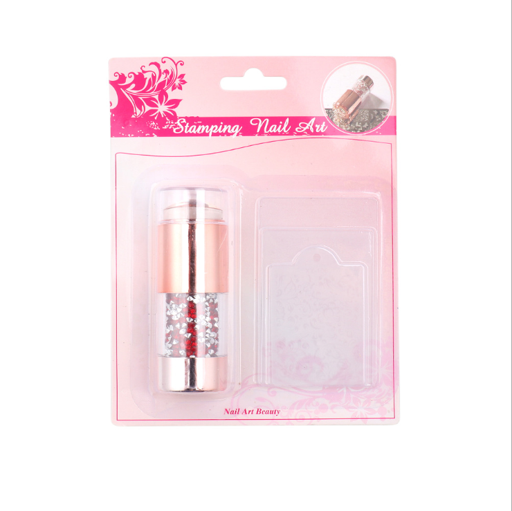 Manicure Implement Champagne Colorful Crystals Template Transfer Marker Pen Double-Headed Silicone Diamond Seal