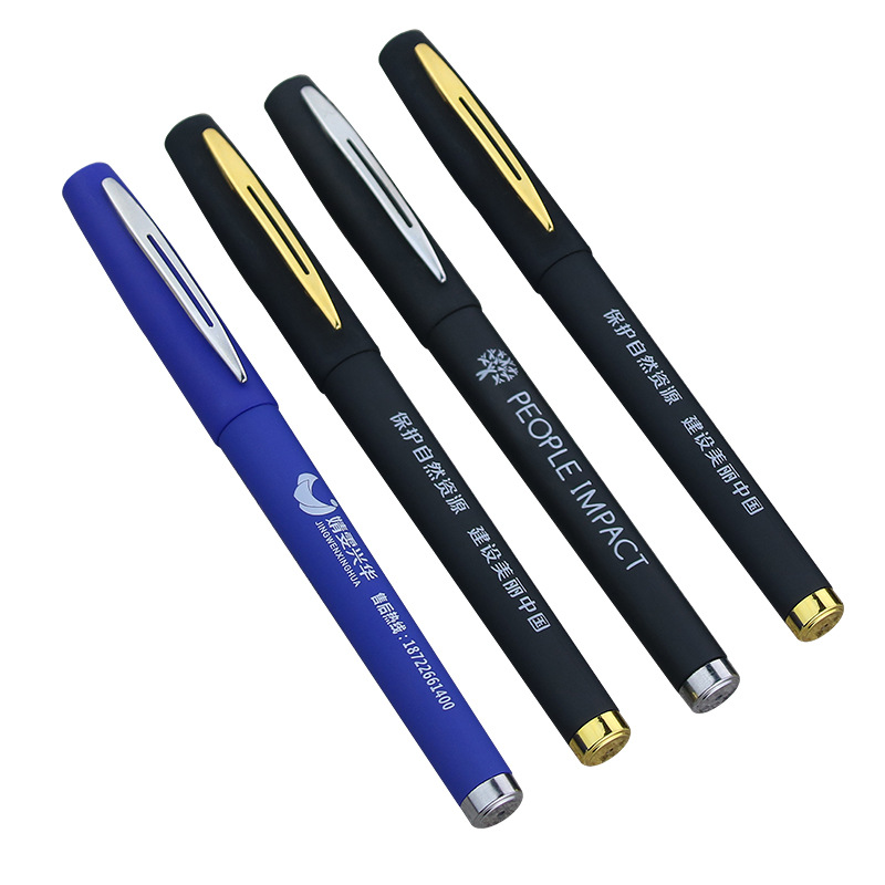 Neutral Ball Pen Customized Signature Advertising Marker Customized Logo Gift Black Water-Based Business Metal Roller Pen