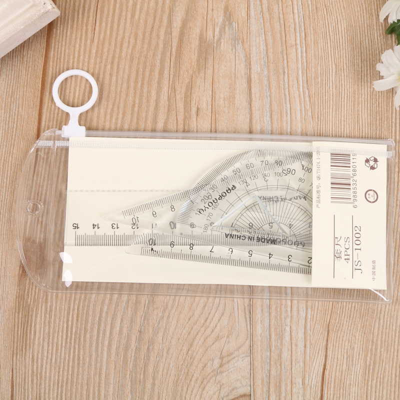 Set ruler plastic stationery ruler triangle plate transparent ruler protractor